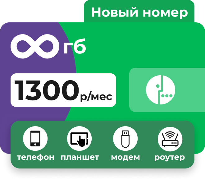Сим-карта Мегафон с безлимитным интернетом для модема и роутера за 1300 руб/мес.
